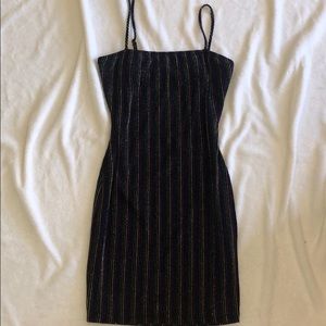 Black rainbow glitter striped dress